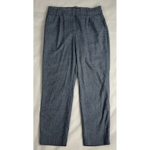 Express High Rise Ankle Pants Size 10 Blue Linen Blend Lightweight